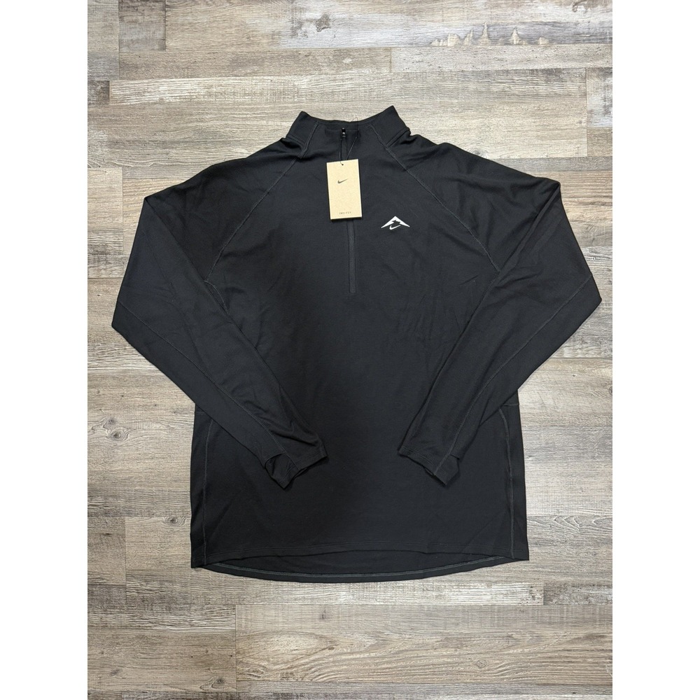 Nike Trail Long Sleeve Running 1/2 Zip Black Pullover Men's Large FV9994-010